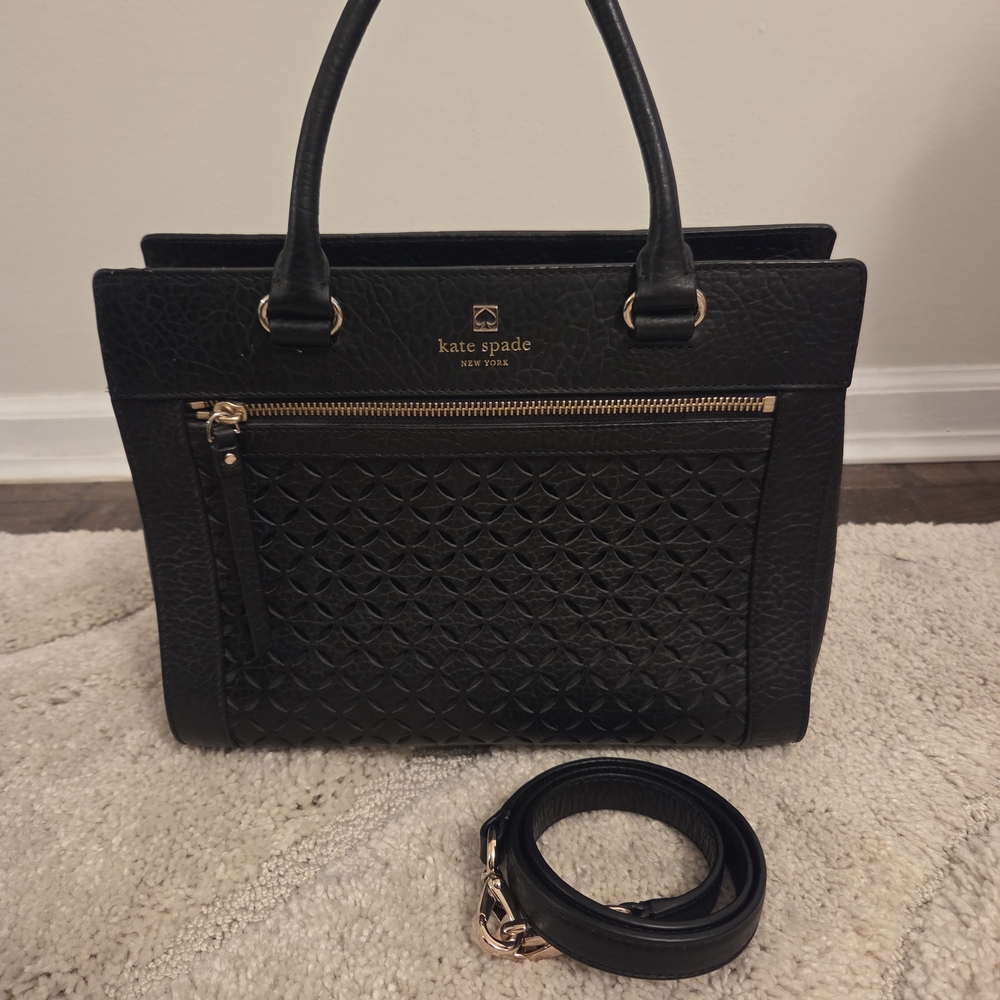 Kate Spade Black Textured Satchel